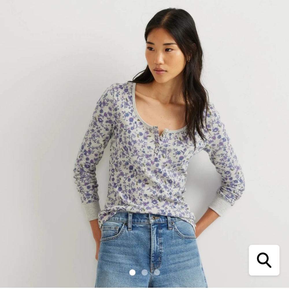 Eddie Bauer Women's Infinity Thermal Henley Floral Long-Sleeved Top Size TL